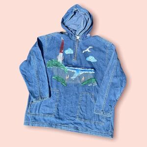 Vintage painted denim anorak jacket